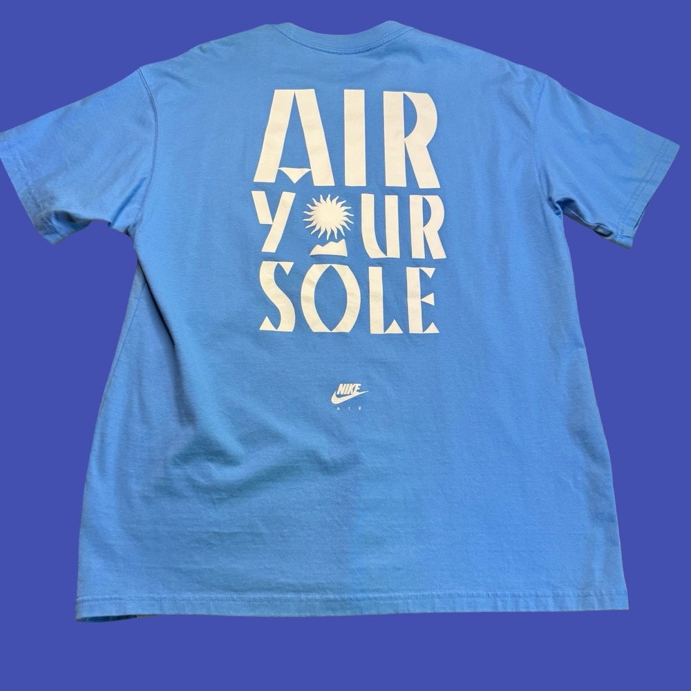 Nike Air Your Sole T Shirt Large Mens Blue Loose Fit Swoosh Logo Graphic Cotton
